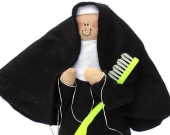 Nun doll religious Catholic humor keepsake gift  "Sister Flossie" the dental hygienist