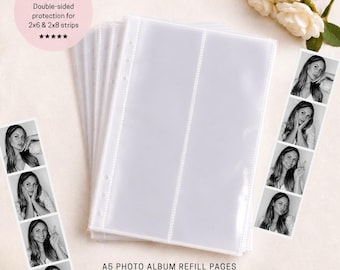 Recambios para álbumes de fotos de fotomatón – Paquete de 20 unidades, fundas para tiras de fotos de 2x6 y 2x8 pulgadas, capacidad para 80 fotos, inserciones para libros de invitados de boda.