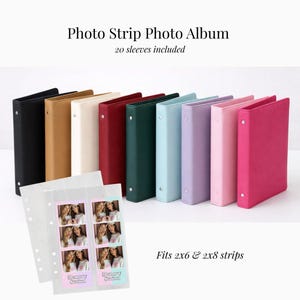 Photo Booth Album for 2x6 & 2x8 Strips – Scrapbook Guest Book with 20 Sleeves included – Wedding, Party, Birthday Memory Book