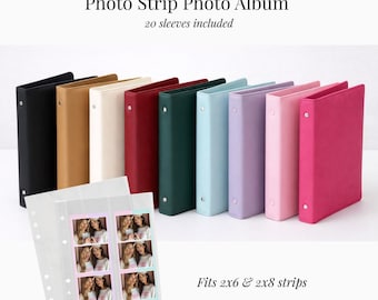 Fotostripalbum voor 2 x 8 en 2 x 6 stroken. 20 dubbelzijdige mouwen inbegrepen. Herinneringsboek aandenken