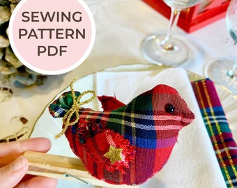 Sewing Pattern Bird Christmas Place Card Digital Pattern Pdf