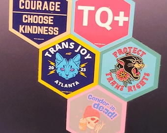 Trans Joy - 2" Hexagon Sticker Series Set of 5