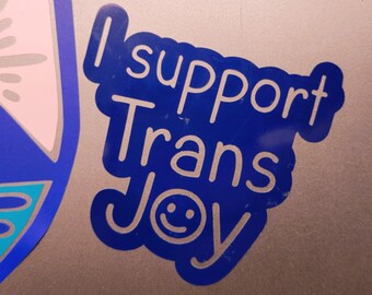 Trans Joy Logo Vinyl Sticker | Single color Weather-Resistant Pride Decal | LGBTQ Pride Sticker