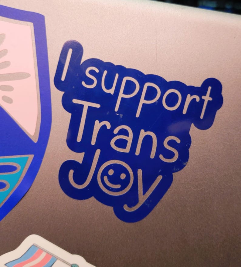 Trans Colored Lettering Trans Joy Vinyl Sticker | Weather-resistant Pride Decal (single Color ...