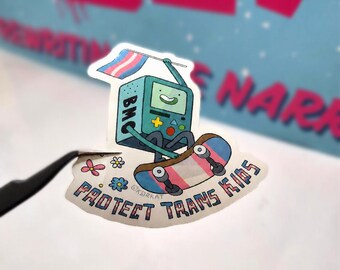 BMO Protect Trans Kids Vinyl Sticker - @KORKAT art