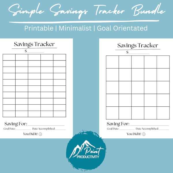 Blank Savings Tracker Bundle | Financial Goal Challenge | Minimalist