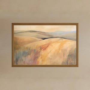 Autumn Landscape Wall Art - Soft Neutral Hillside Printable - Golden Fall Abstract Painting - Digital Download