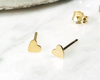 Gold Heart Earring, Dainty Gold Studs, 14k Gold Filled Stud Earring, Mini Studs, Gold Gift For Her, Tiny Heart Earring, Valentines Day Gift