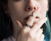 Oxidized Black Celestial Ring Band: Recycled Sterling Silver Night Sky Ring