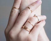 Gold Stacking Ring Set, Hammered Gold Rings, Thin Stacking Rings, 14k Gold Filled Ring Gift For Her, Delicate Rings, Simple Gold Rings