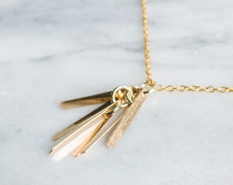 Gold Tassel Necklace, 14k Gold Filled Pendant, Layering Necklace Gift For Friend, Fringed Necklace, Best Friend Gift