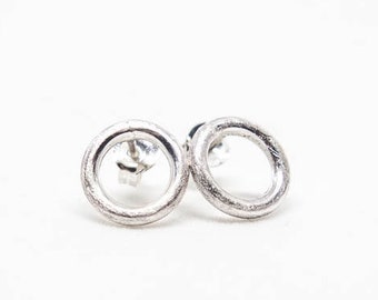 Silver Circle Studs, Small Stud Earring Gift For Him, Unisex Stud Earrings, Minimalist Earring Gift For Her, Everyday Earrings,