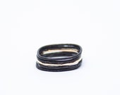 Black Silver Ring, Square Ring, Stacking Ring Set, Black and Gold Ring, Oxidized Silver Ring