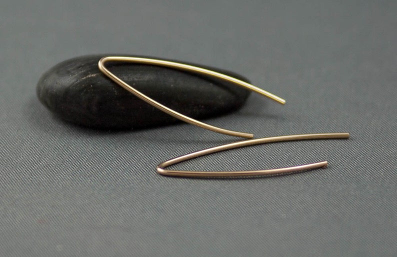 Simple Gold Earring Gift for Wife 14k SOLID Gold Threader Earrings