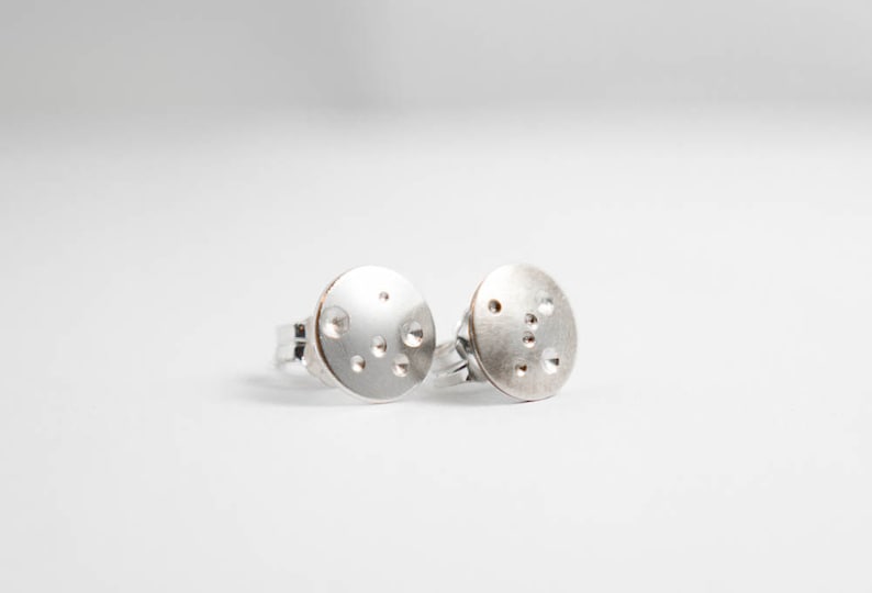 Small Silver Stud Earrings Brushed Silver Stud Earring Silver Moon Earring
