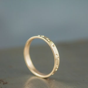 Womens Modern Wedding Band 14k Brushed Gold Minimalist Ring Unique Wedding Ring Solid Gold Ring Gift For Her image 2