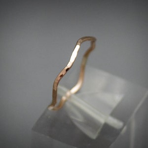 Thin Hammered Gold Wave Ring - 14k Gold Filled Delicate Stacking Ring Gift for Her