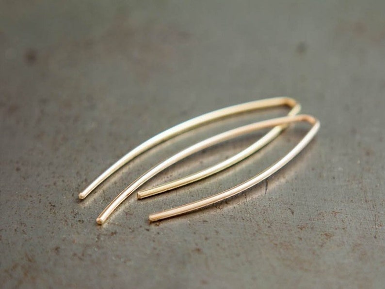 Simple Gold Earring Gift for Wife 14k SOLID Gold Threader Earrings