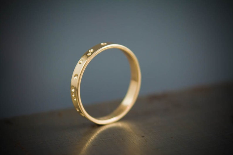 Womens Modern Wedding Band 14k Brushed Gold Minimalist Ring Unique Wedding Ring Solid Gold Ring Gift For Her image 5