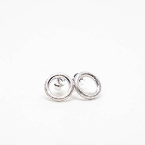 Brushed Sterling Silver Circle Studs - Handmade in Canada