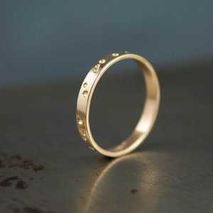 Womens Modern Wedding Band 14k Brushed Gold Minimalist Ring Unique Wedding Ring Solid Gold Ring Gift For Her image 3