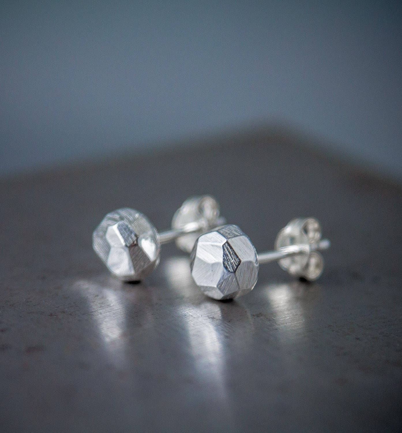 Masculine Earring Studs Silver Nugget Earring Gift For Him Etsy