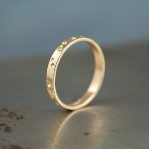 Womens Modern Wedding Band 14k Brushed Gold Minimalist Ring Unique Wedding Ring Solid Gold Ring Gift For Her image 1