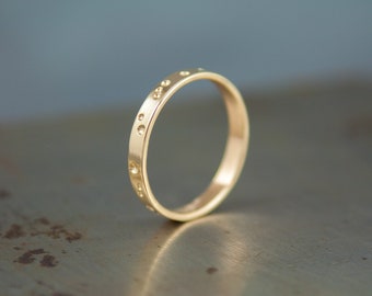 Womens Modern Wedding Band - 14k Brushed Gold Minimalist Ring- Unique Wedding Ring - Solid Gold Ring Gift For Her