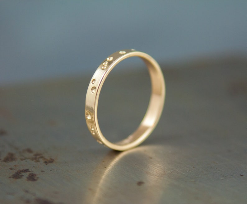 Womens Modern Wedding Band 14k Brushed Gold Minimalist Ring Unique Wedding Ring Solid Gold Ring Gift For Her image 1