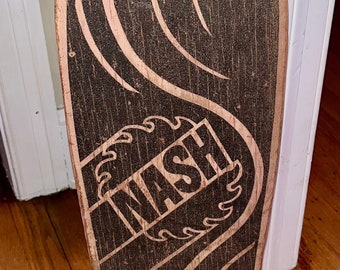 Jahrgang 1986 Nash Jamin Skateboard Orange & Gelbgrüne Räder 27" lang USA