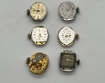Lot Swiss Made LADIES Mechanical Movements & Dials PARTS ONLY, LeCoultre, Elgin, W, Benrus, Hamilton, Omega, Bulova, Cyma, Accutron