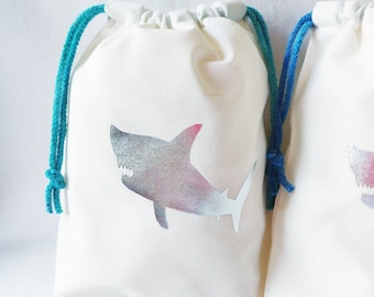 Great White SHARK party favor bags. Ocean blue, under the sea, swim class, pool party. Boy option for mermaid parties.Jaws Birthdays