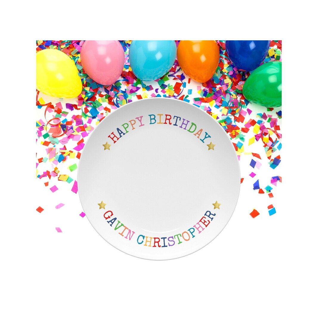 Happy Birthday Plate. Personalized. 10 Decoware Plate W Etsy