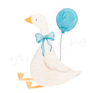 Un palloncino di compleanno SILLY GOOSE clipart PNG, civettuola preppy, file digitale, inviti, decorazioni, mamma oca, magliette, bomboniere, creazione di biglietti