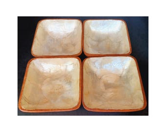 Carved Wooden Bowl Set – Features Capiz Shell Inlay