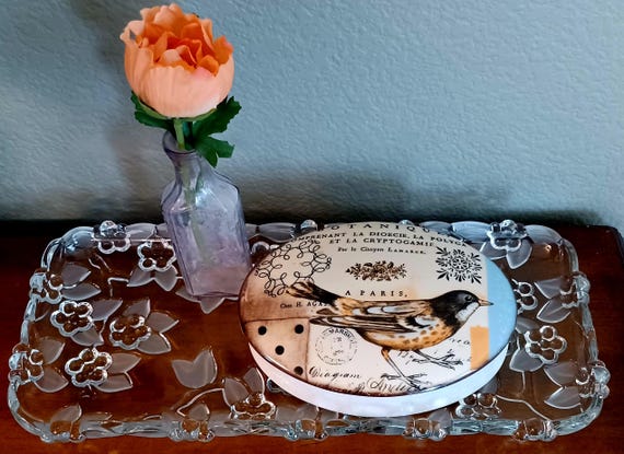 Cristallerie de Vallérysthal ヴァレリスタル Walther Glas Crystal Tray – Carmen Satiniert Stollenplatte With