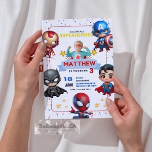 Convite de aniversário de super-herói, convite de super-herói com foto, festa de aniversário de super-herói, festa de super-herói, convite para festa de aniversário infantil