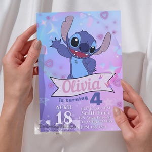 Stitch Birthday Party Invitation, Stitch Invite, Stitch Invitation Template, Angel Bday Party, Stitch Invite Template, Aloha Birthday Invite