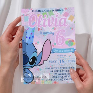 Stitch Birthday Party Invitation, Stitch Invite, Stitch Invitation Template, Angel Bday Party, Stitch Invite Template, Aloha Birthday Invite