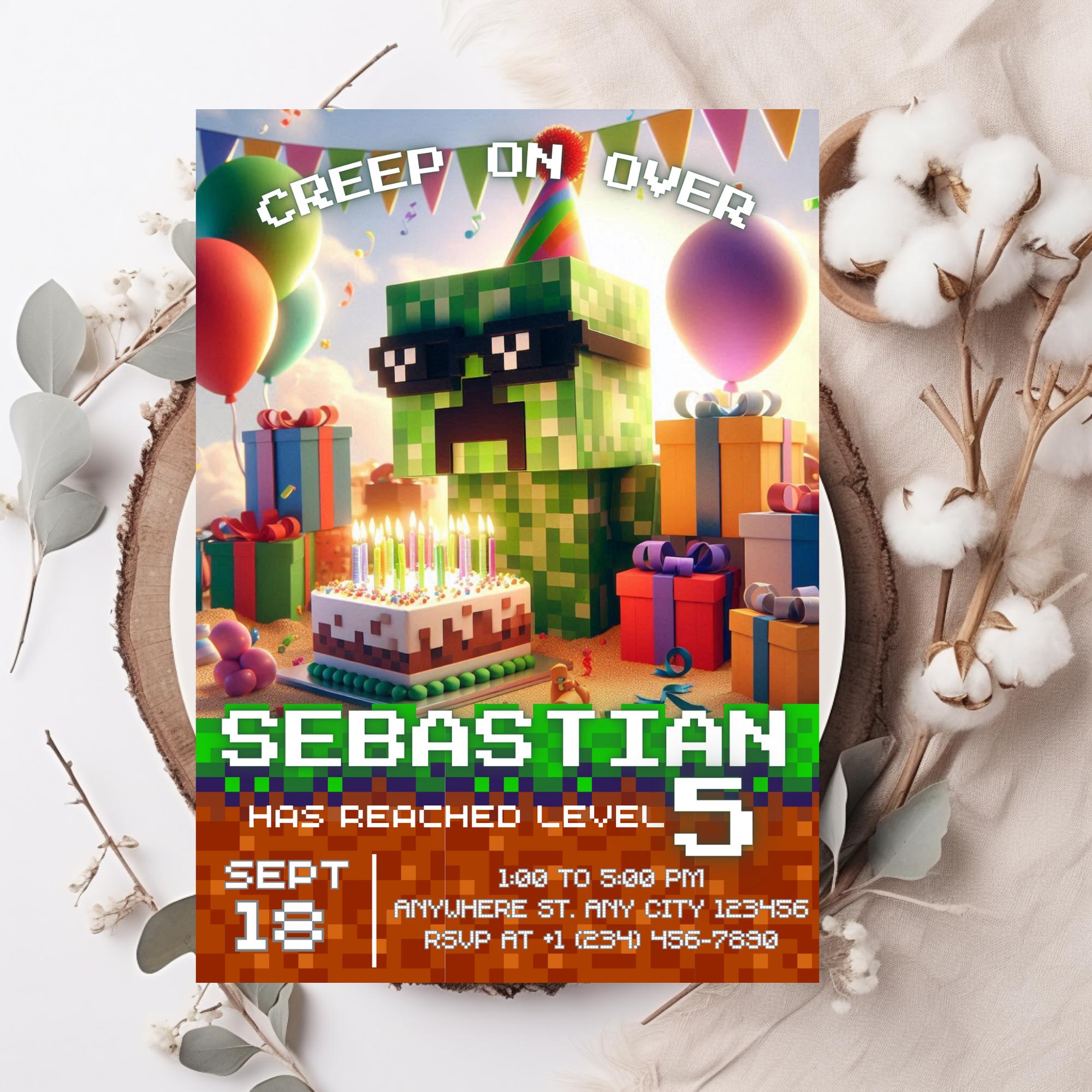 Editable Creeper Birthday Invite