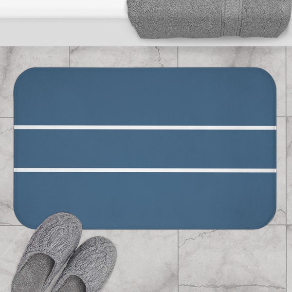 Memory Foam Bath Mat Rug Harbor Blue Soft Non-Slip Bathroom Rugs Water Absorbent Machine Washable Bath Rug for Bathroom, Shower and Tub