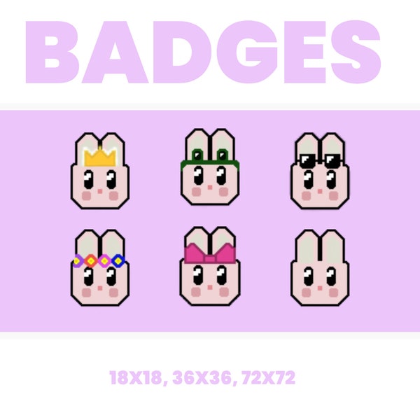 Cute Bunny Badges for Twitch