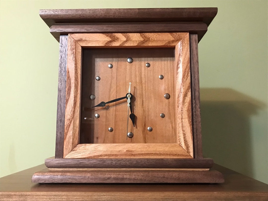 Wooden Clock, Handmade Walnut Desk Clock, Mantel Clock, Handmade Mantel ...