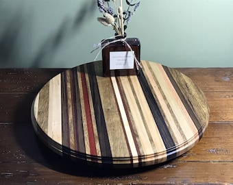 Handmade Lazy Susan Turntable, Rustic Wood Lazy Susan, Wooden Serving Tray, Housewarming Gift, Cheese and Meat Board, Table Centerpiece