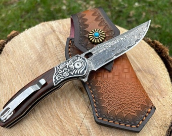 Damascus Blade Folding Pocket Knife