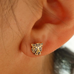 Dainty Jaguar Studs, Small Big Cat Earrings, Gameday Ready, Tiger Pushback Posts, Gold, Silver, College, Gameday Attire, Sports Fan Her Gift