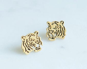 Tiger Head Studs, Dainty Tigers Earrings Gameday Ready, Gold or Silver, College, Gameday Attire, Sports, Louisiana, Collegiate Fan Gift