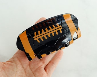 Presilha de cabelo laranja e preta estilo futebol americano, perfeita para o dia do jogo - Ideal para torcedores de times universitários, incluindo o Cincinnati Bengals.