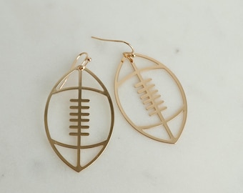 Football Outline Cutout Earrings, Statement Aesthetic, Gold Plated, NFL Game Day Attire, Sports Accessories Gift