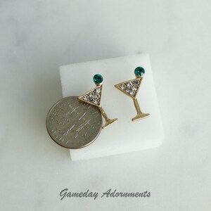 Dainty Martini Studs, Cubic Studded Martini Glass, Day Drinker, Gameday Win, Olive Cute Jewelry, Sports, Fan Her Gift